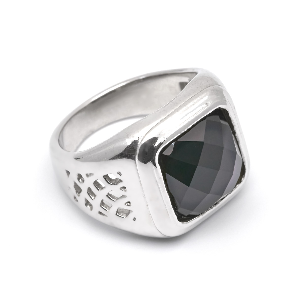 Silver Ring onyx Sanada chevalière